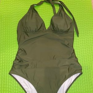 Olive Green One Piece Swimsuit
